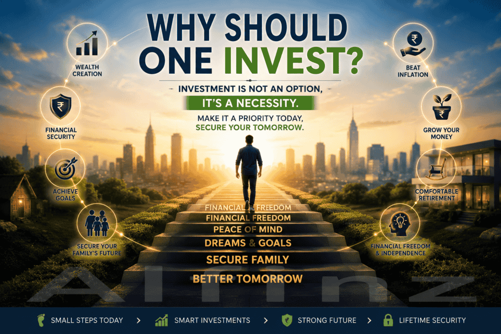 he steps are labeled with text: "FINANCIAL FREEDOM", "PEACE OF MIND", "DREAMS & GOALS", "SECURE FAMILY", and "BETTER TOMORROW".