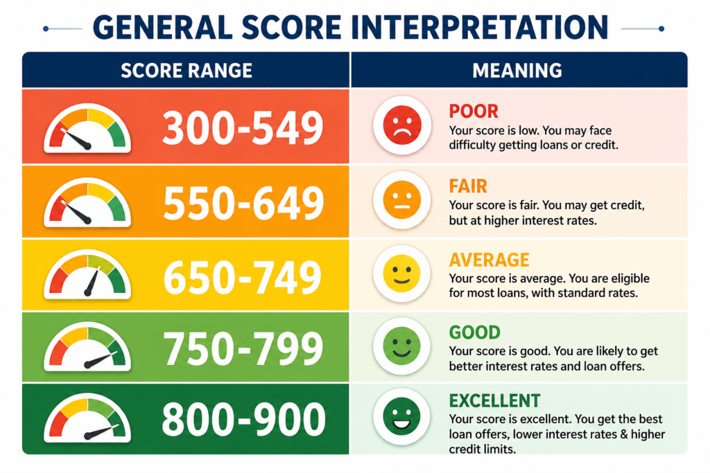 Why Is Your CIBIL Score Important? Best Ways to Improve It CIBIL score range chart showing Poor, Fair, Average, Good, and Excellent credit score categories from 300 to 900.