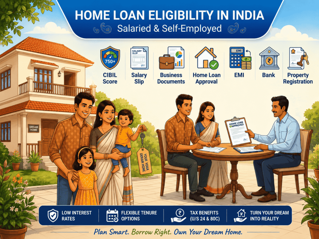 Home loan eligibility in India for salaried and self-employed borrowers explained by Alfinz financial consultants